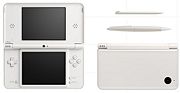 The Nintendo DSi XL in white.