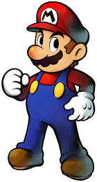 Mario seen in his traditional trademark outfit.