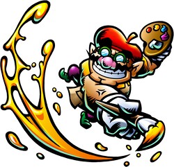 Arty Wario painting everywere.