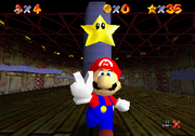 Mario getting a Power Star at Dire, Dire Docks.