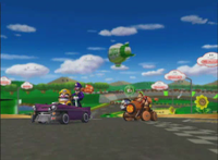 Wario,Waluigi,DonkeyKongandDiddyKongRacingonLuigiCircuitinMKDDDemoMovie.png