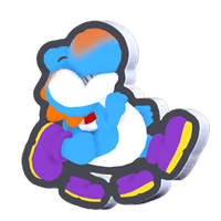 Standee Fluttering Light Blue Yoshi.png